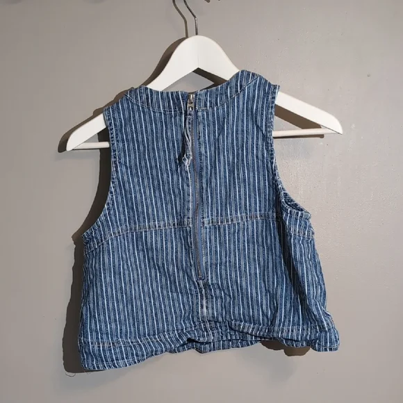Habitual Blue and White Striped Denim Crop Top - Picture 4 of 5